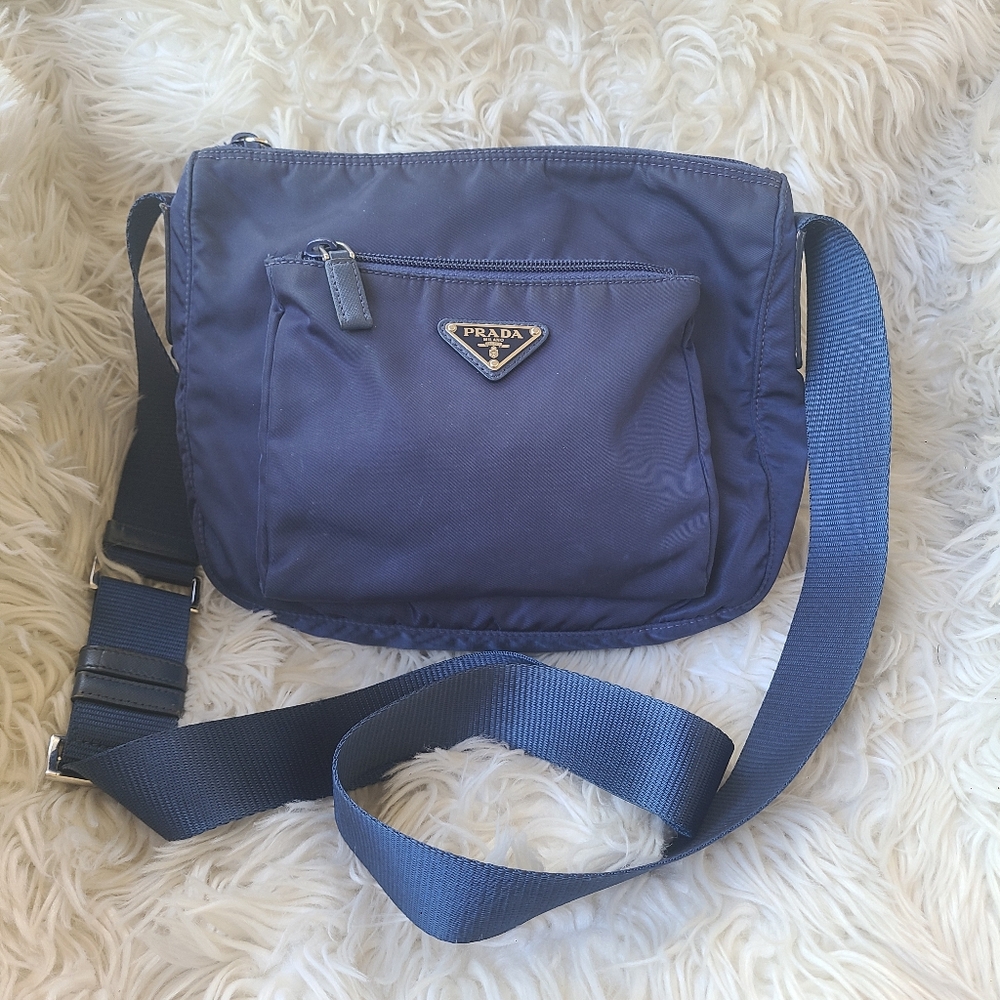 Authentic Prada Nylon Blue Crossbody Bag- Good Pre-Loved Condition